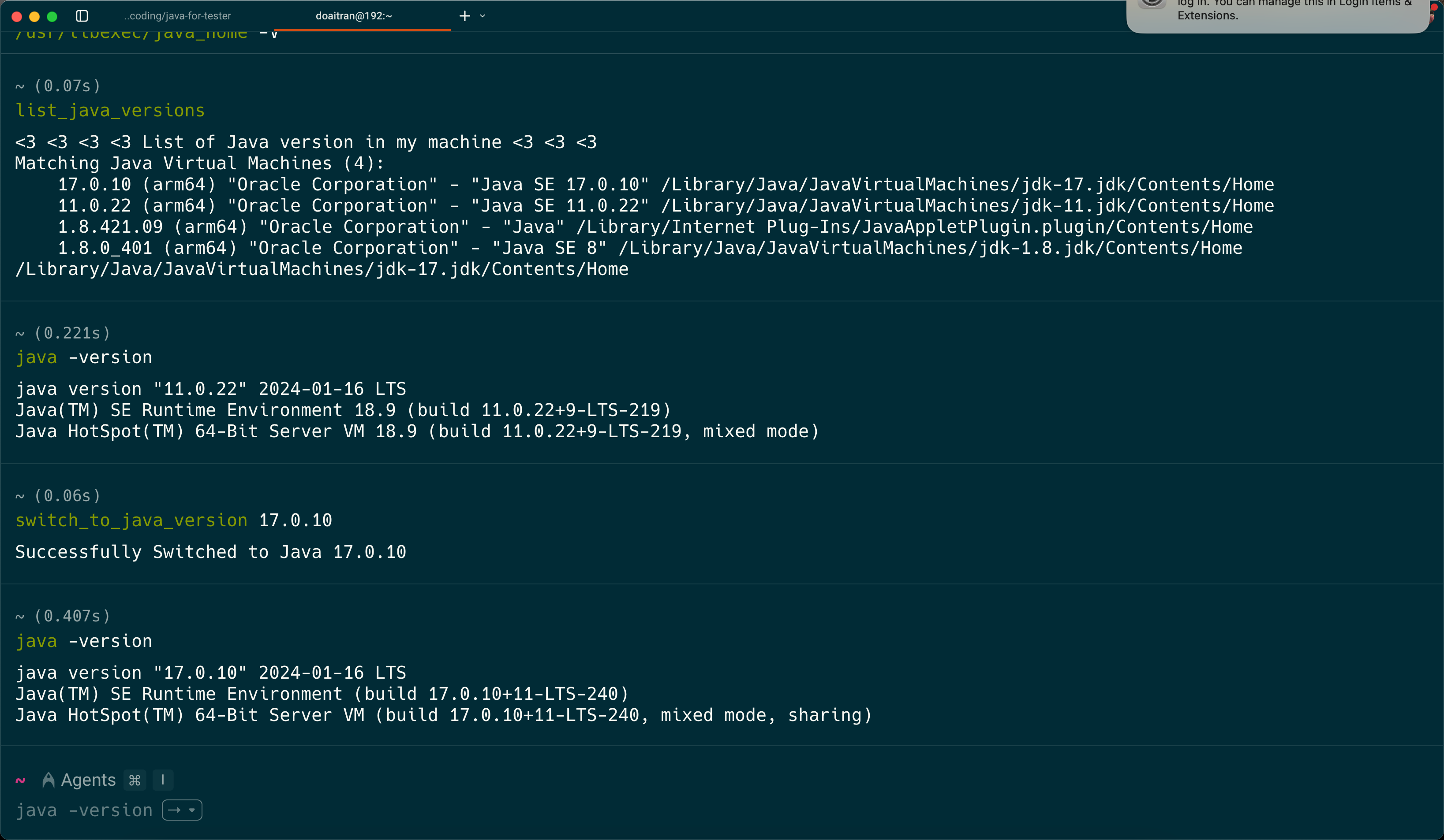 Install Multi Java Version in a Mac machine and switch Java Version quickly